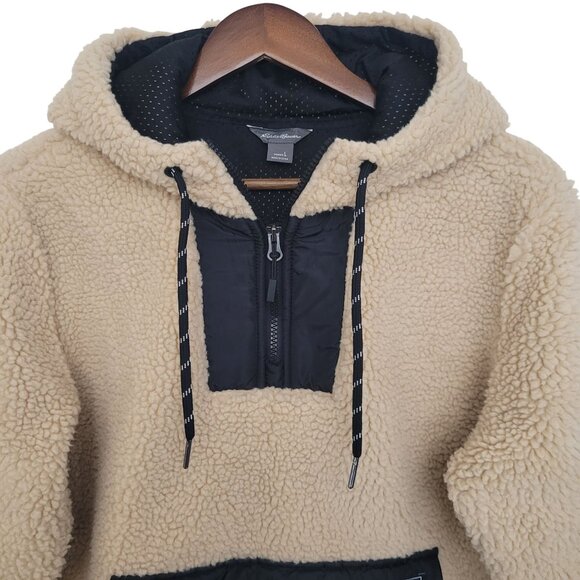 Eddie Bauer Chilali Hooded Fleece Anorak Pullover Jacket Womens Size L Oatmeal - Picture 3 of 9